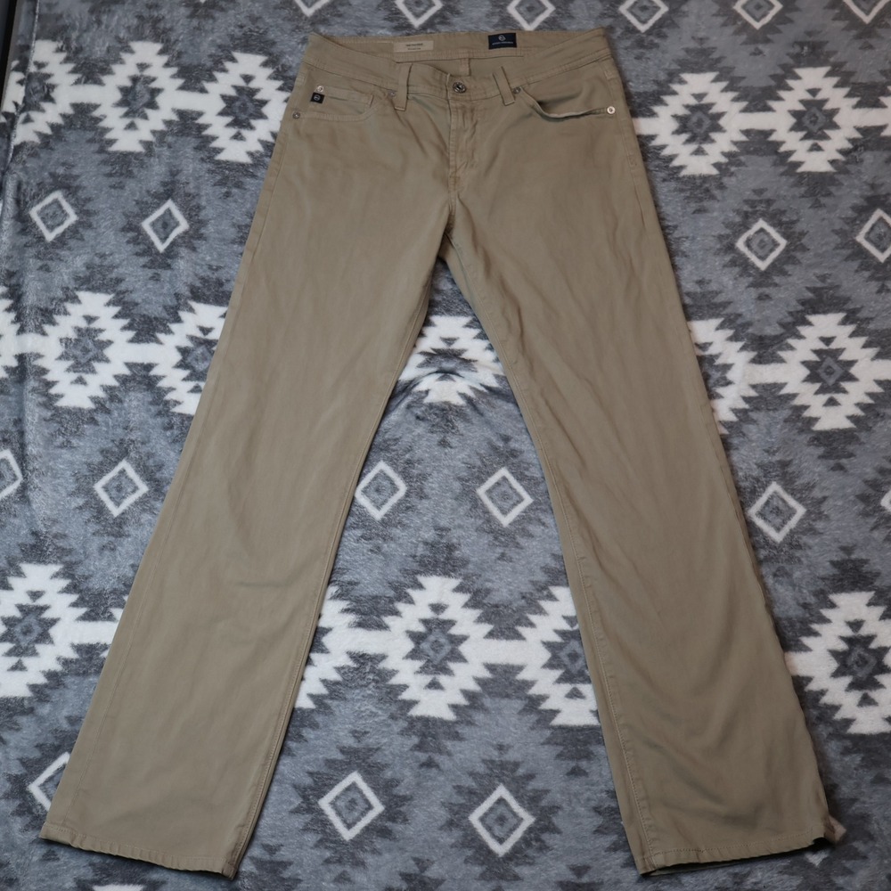 AG Adriano Goldschmied Protege Tan Khaki Straight Leg Pants 30x34 1049SUD-NSK
